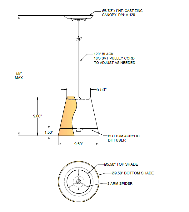 PD-A120-117-02-210SN | Lite Tops Custom Light Fixtures & Lamp Shades