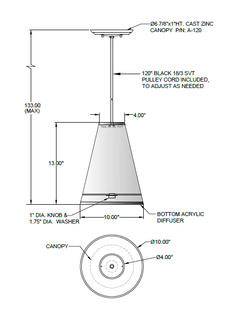 PD-A120-126-15-202SN | Lite Tops Custom Light Fixtures & Lamp Shades